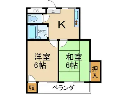 コスモ津田北(2K/4階)の間取り写真