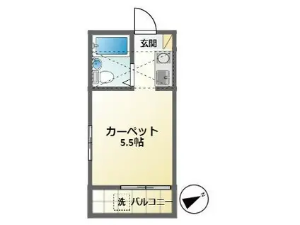 笹塚コーポ(ワンルーム/2階)の間取り写真