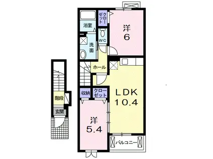 サニーハウスHAGIWARAII(2LDK/2階)の間取り写真