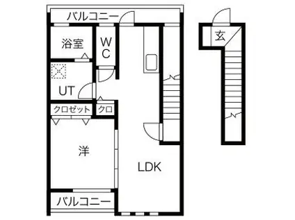 ヒルズノムラ(1LDK/1階)の間取り写真