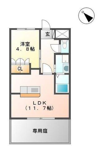 リオ・ディオサ(1LDK/1階)の間取り写真