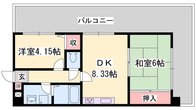 メゾンセルベイル(2DK/5階)の間取り写真