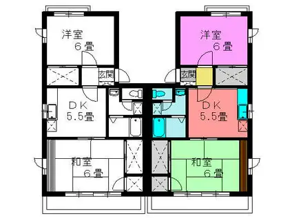 ファミリー秋川(2DK/2階)の間取り写真