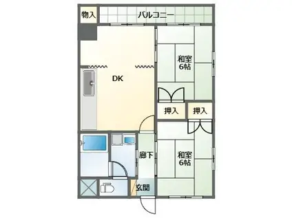 大橋ハイツ(2DK/2階)の間取り写真