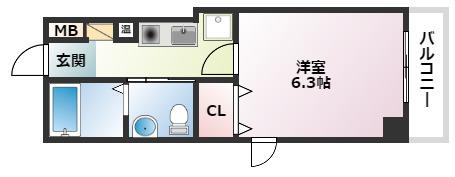 ラディウス森南(1K/2階)の間取り写真