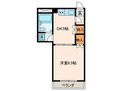 ベルダ調布(1DK/3階)の間取り写真