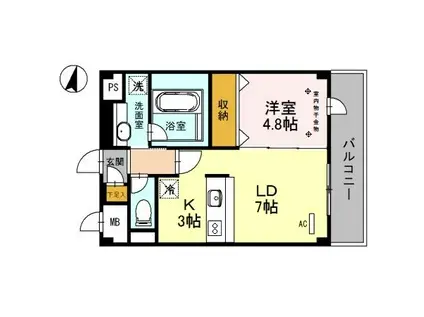 KASHIWA(1LDK/2階)の間取り写真