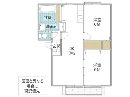 セジュールさくらB棟(2LDK/1階)の間取り写真