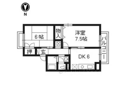 ボーシャトゥ高木(2DK/1階)の間取り写真