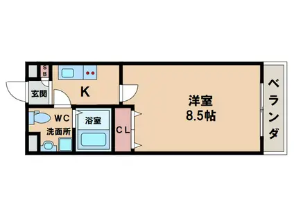 インパレス天王寺(1K/1階)の間取り写真