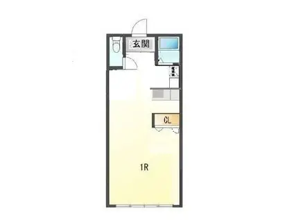 キュウブEX岩瀬川(ワンルーム/2階)の間取り写真