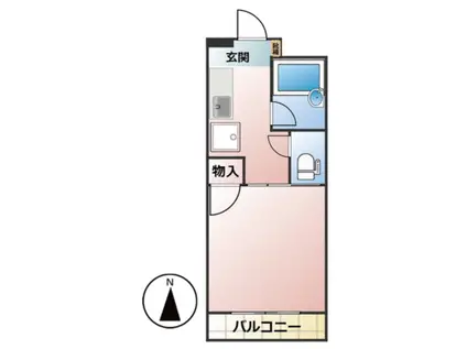 熊本市中央区渡鹿6丁目(1K/3階)の間取り写真