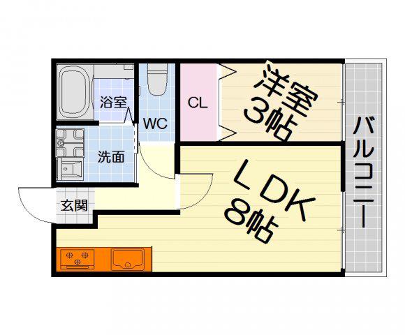 エルドラド(1LDK/2階)の間取り写真