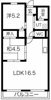 ハッピーコートさんわ(2LDK/4階)の間取り写真