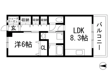 グリーンヒルズ仁川1号棟(1LDK/6階)の間取り写真