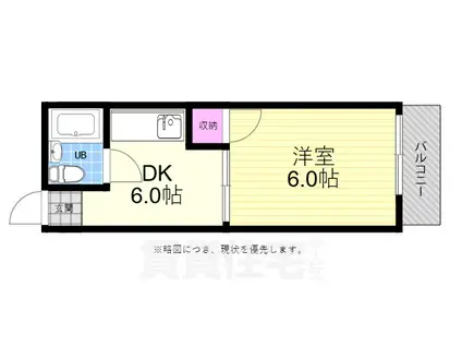 第五光ビル(1DK/3階)の間取り写真