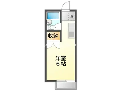 セントラルヒルズB棟(ワンルーム/2階)の間取り写真