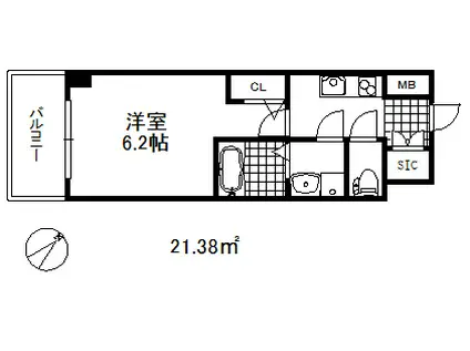 エスリード神戸グランドール(1K/15階)の間取り写真