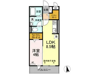タウンコートI(1LDK/2階)の間取り写真