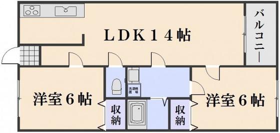 ライズガーデン 壱番館(2LDK/2階)の間取り写真