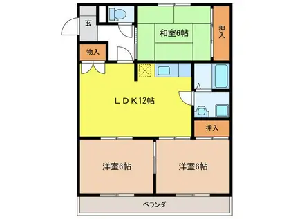 メゾンブランシュ(3LDK/1階)の間取り写真