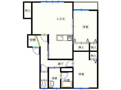 ベルグランデ2号館(2LDK/1階)の間取り写真