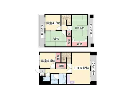 シャトー明石(4LDK/5階)の間取り写真