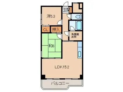 プリムローズ(2LDK/3階)の間取り写真