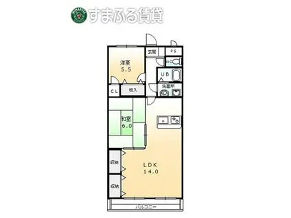 ネオグランデ21(2LDK/1階)の間取り写真