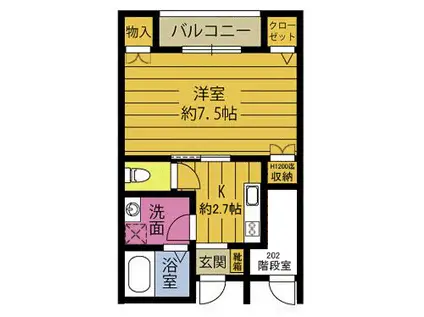 P-STYLE荏隈(1K/1階)の間取り写真