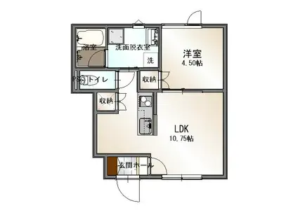 ポテト2(1LDK/1階)の間取り写真
