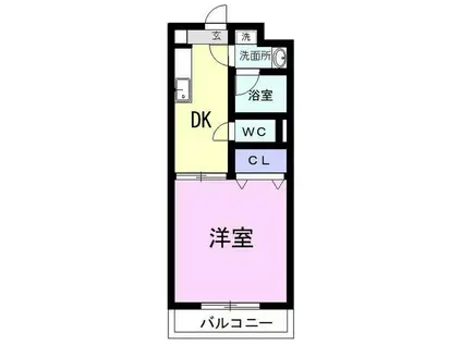 ブルージュM(1DK/2階)の間取り写真