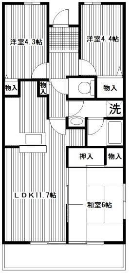 ヒルズ南戸塚(3LDK/3階)の間取り写真