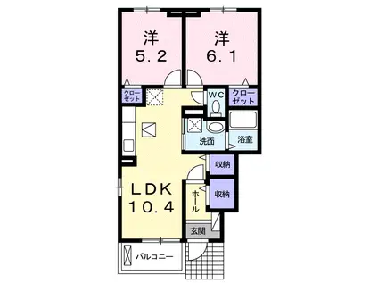 ベルクレール(2LDK/1階)の間取り写真