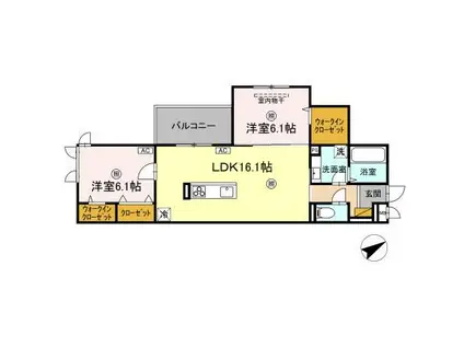 シスネス姫子(2LDK/2階)の間取り写真