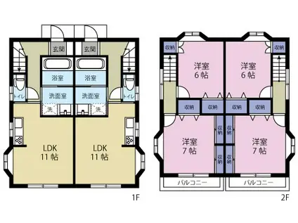 フェリオタウン(2LDK/1階)の間取り写真