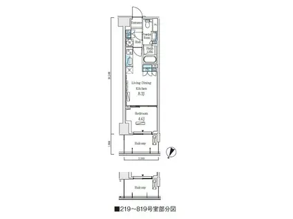 ロイヤルパークス赤羽ノース(1LDK/4階)の間取り写真