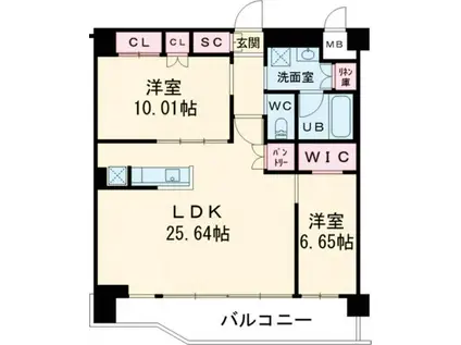 プレジオ宝塚ASIAN(2LDK/6階)の間取り写真