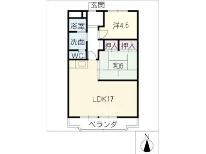 エクスクリエ桜橋(2LDK/2階)の間取り写真