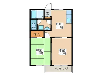 エバーグリーンオオタ(2DK/2階)の間取り写真