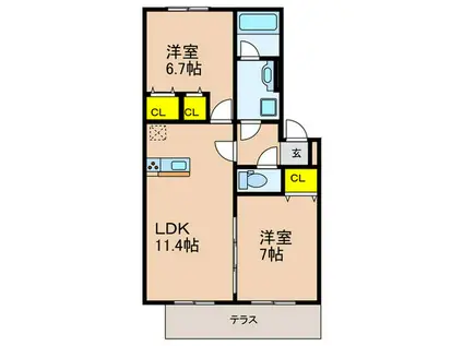 D-ROOM YOU(2LDK/1階)の間取り写真