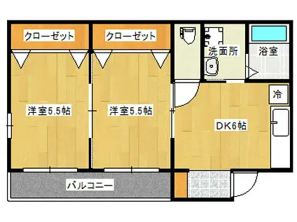 アイランドビルⅦ(2DK/3階)の間取り写真