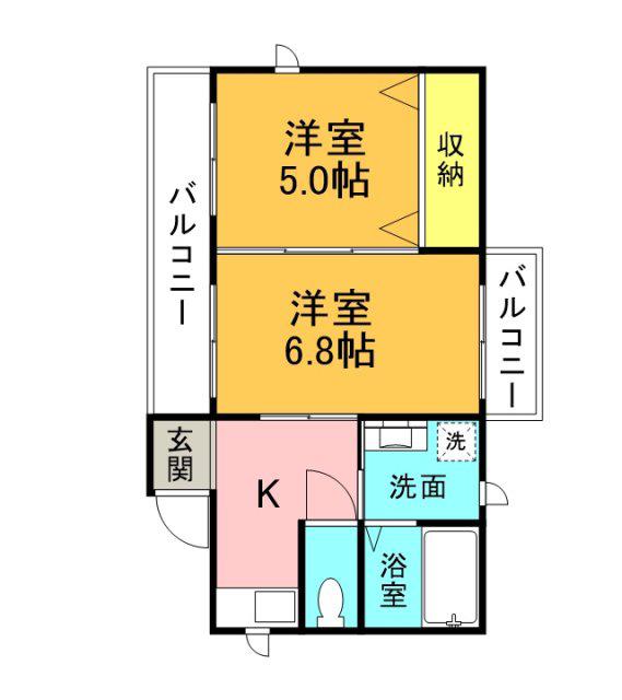 アイランドビル15(2DK/3階)の間取り写真