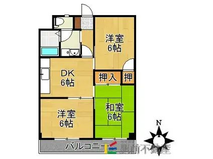 内野ハイツ(3DK/1階)の間取り写真