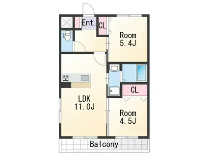 カサ・エイト(2LDK/1階)の間取り写真