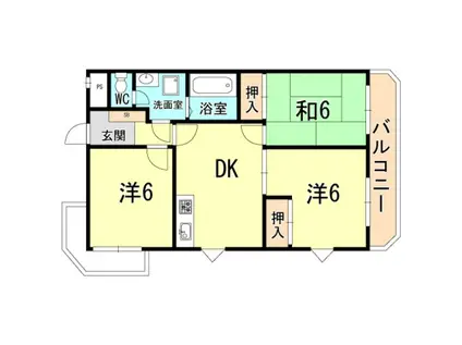 グリーンライフ北夙川(3DK/3階)の間取り写真