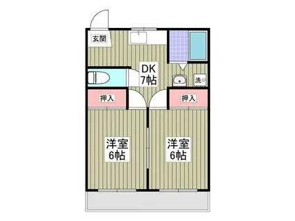 上里ハイツA(2DK/2階)の間取り写真