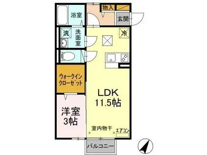 パルコートM(1LDK/1階)の間取り写真