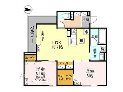 D-GRANDE元町(2LDK/1階)の間取り写真