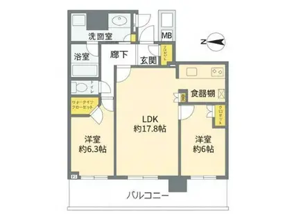 パークタワー晴海(2LDK/29階)の間取り写真